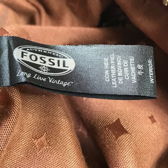 FOSSIL Explorer Crossbody‎ Bag Orange Pebbled Leather Zip Top Purse Pockets FLAW - Picture 10 of 16